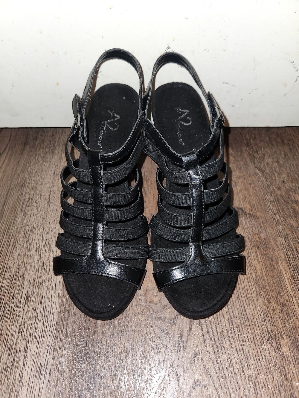 Aerosoles A2 Black Wedge Sandals 6.5